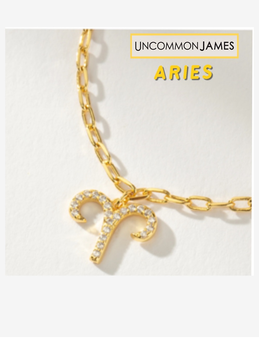 NWT Uncommon James, Zodiac Icon Aries, Gold Chain Pendant Necklace
